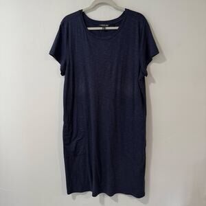 Toad&Co Women's Windmere II Short Sleeve Shirt Dress Navy Blue XL Knee Length